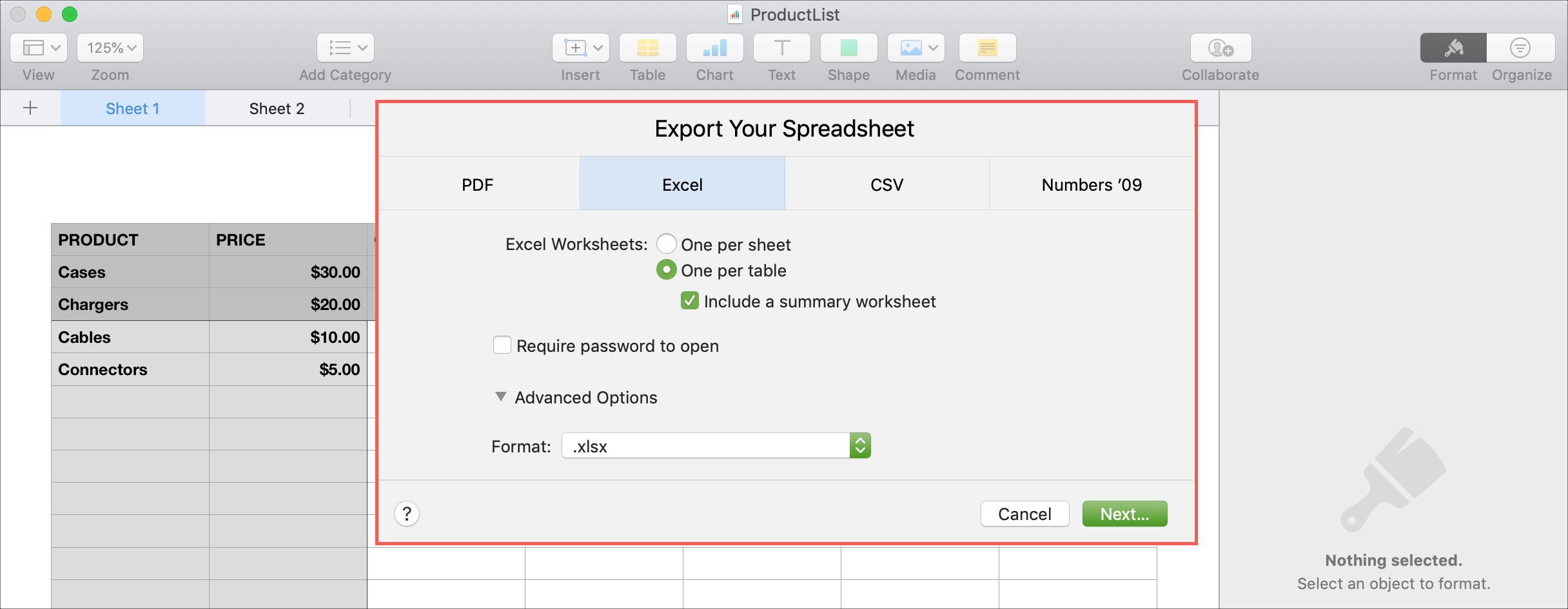 excel options for mac